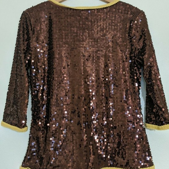 Iman Global Chic Brown Yellow Sequined Medium - Picture 2 of 9